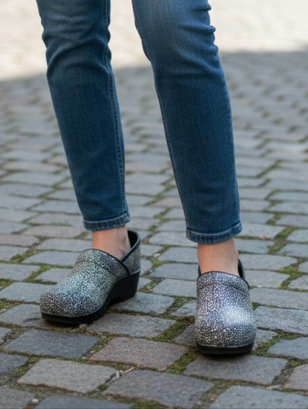 BNWOB Sanita Danish Black and Irridescent Clogs Size 39